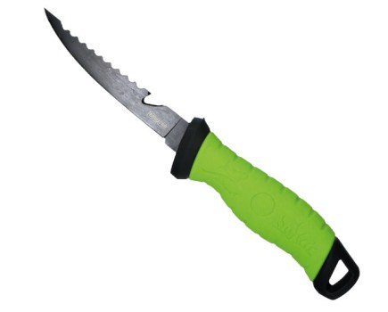 Filleting knife with green handle