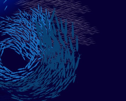 Art illustration of a shoal of fish
