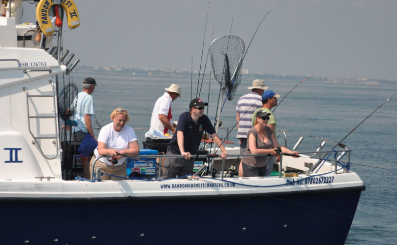 People fishing off the back of a charter boat